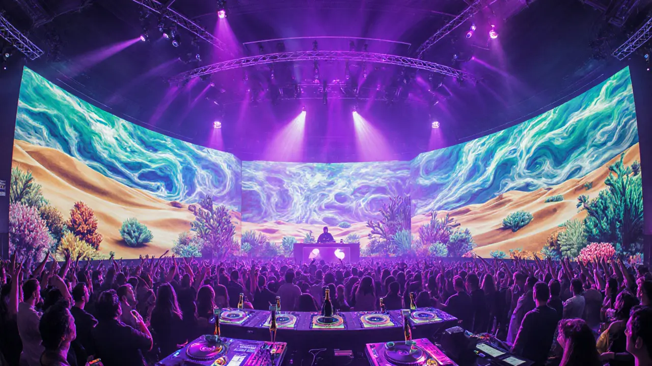 Vibrant dance floor with immersive LED walls and luxury VIP areas.